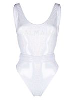 Balmain maillot de bain pailleté à logo imprimé - Blanc