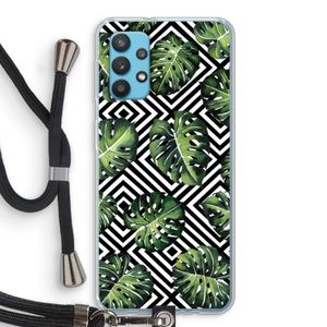 Geometrische jungle: Samsung Galaxy A32 4G Transparant Hoesje met koord