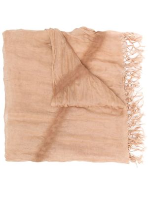 Issey Miyake Pre-Owned écharpe en soie à franges (années 2000) - Tons neutres
