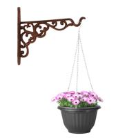 Hangpot + Muurhaak Rimini - antraciet - D20 cm - kunststof - metaal - tuinaccessoires