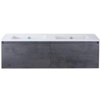 Frozen Badmeubelset 140 cm - Greeplijst in Kleur - Beton Antraciet - Keramische Wastafel Wit Zonder Kraangat