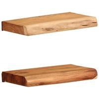 Wandschappen 2 st 30x20x3,5 cm massief acaciahout