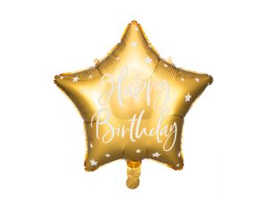 Folieballon Ster Goud &apos;Happy Birthday&apos;