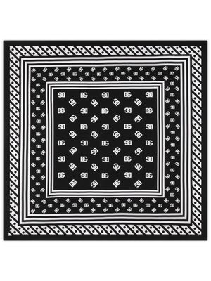 Dolce & Gabbana foulard en soie à logo imprimé - Noir