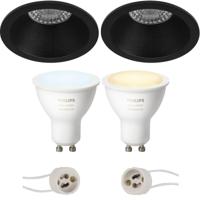 Philips Hue LED Spot Set GU10 - Inbouw Rond Ø82mm - Mat Zwart - White Ambiance Bluetooth