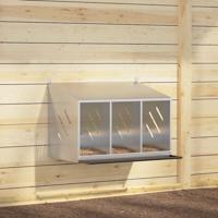 VidaXL Kippennestkast met 3 vakken gegalvaniseerd metaal zilverkleurig