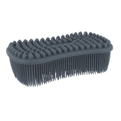 Schoonmaak afwas pannen/schalen spons - silicone- 2 zijdig - zwart - 14 x 7 cm