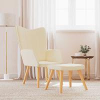 Relaxstoel met voetenbank stof crmekleurig