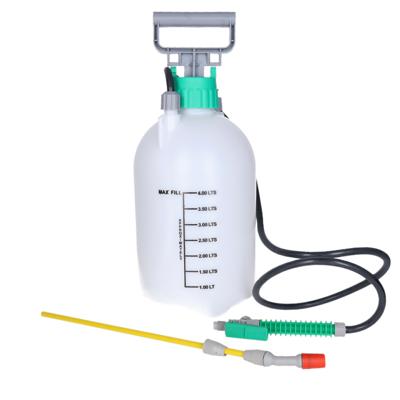 Drukspuit - 4 liter - met pomp - kunststof - wit/groen - plantenspuit/druksproeier - 16 x 16 x 41 cm
