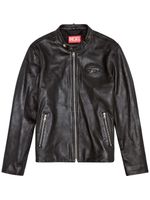 Diesel veste de moto L-Metalo en cuir - Noir