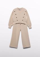 Abel & Lula winter broek-set meisjes - beige - gebreid