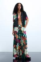 Bloemenprintbroek - BLACK - XL