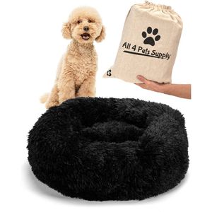 All 4 Pets Supply® Hondenmand donut - Kattenmand - Maat XS - Voor honden/katten tot 30 cm - Hondenkussen - Zwart