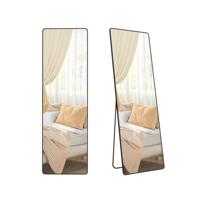 Staande passpiegel met aluminium frame voor slaapkamer, Inktzwart / 160 x 50 cm