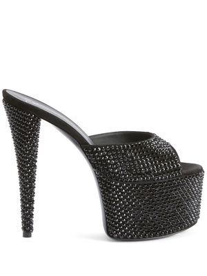 Giuseppe Zanotti sandales plateforme GZ Aida 150 mm à ornements en cristal - Noir