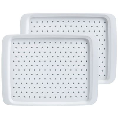 Dienblad - 2x - antislip - wit - kunststof - 35 x 26 cm