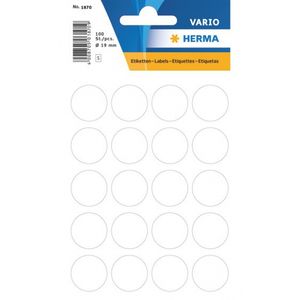 Ronde sticker etiketten wit 19 mm 100 stuks   -