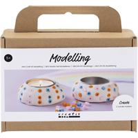Creativ Company Mini hobbyset boetseren, kaarsenhouders, wit, 1 doos