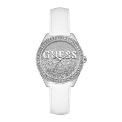 Guess horlogeband I45000G1 / 45000G1 Leder Wit 18mm + wit stiksel