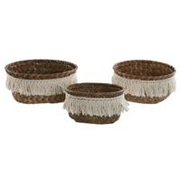 Mandenset Home ESPRIT Wit Natuurlijk Natuurlijke Vezel Boho Versleten (3 Onderdelen)