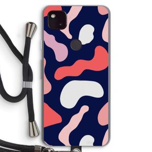 Memphis Shapes Pink: Pixel 4a 5G Transparant Hoesje met koord