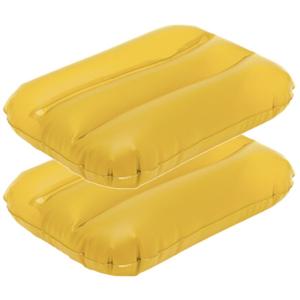Opblaasbare kussentje - 2x - geel - 28 x 19 cm - Reiskussens - kussens voor onderweg/strand/zwembad