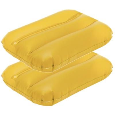 Opblaasbare kussentje - 2x - geel - 28 x 19 cm - Reiskussens - kussens voor onderweg/strand/zwembad