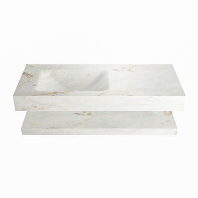 MONDIAZ ALAN-DLUX 110cm planchet Frappe. Vrijhangende wastafel CLOUD links 1 kraangat, kleur Frappe.