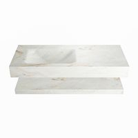 MONDIAZ ALAN-DLUX 110cm planchet Frappe. Vrijhangende wastafel CLOUD links 1 kraangat, kleur Frappe.