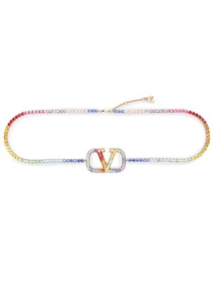 Valentino Garavani broche VLogo Signature à ornements en cristal - Bleu
