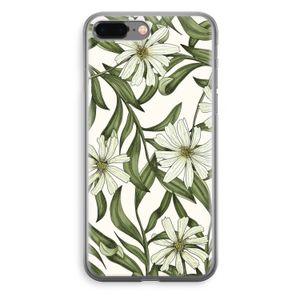 Wit bloemenpatroon: iPhone 8 Plus Transparant Hoesje