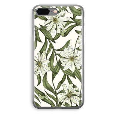 Wit bloemenpatroon: iPhone 8 Plus Transparant Hoesje