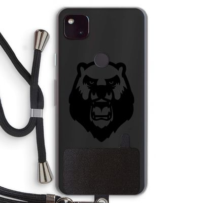 Angry Bear (black): Pixel 4a 5G Transparant Hoesje met koord
