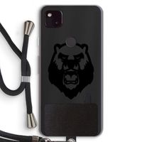 Angry Bear (black): Pixel 4a 5G Transparant Hoesje met koord