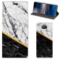 Sony Xperia 10 | Standcase | Marmer Wit Zwart - Origineel Cadeau Man
