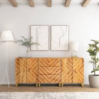Dressoirs 3 st 60x33,5x75 cm massief mangohout bruin en zwart