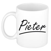 Pieter Naam koffiemok - beker - met sierlijke letters - wit - 300 ml - Cadeau - Heren