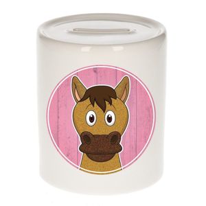 Cadeau kinder spaarpotten paarden 9 cm