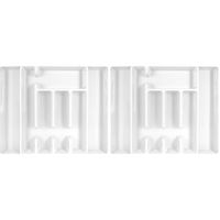 Set van 2x stuks uitschuifbare bestekbakken/bestekhouders wit 44 cm - Bestekbakken - thumbnail