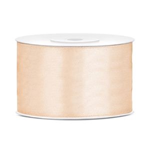 1x Creme satijnlint rollen 3,8 cm x 25 meter cadeaulint verpakkingsmateriaal - Cadeaulinten