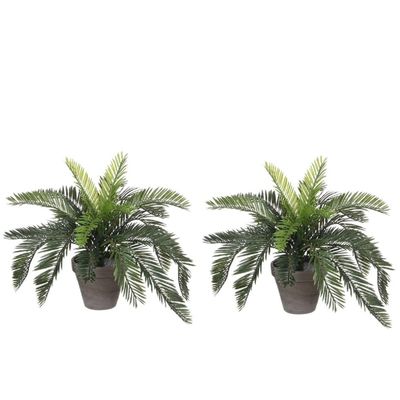 2x Groene Cycaspalm kunstplanten 37 cm in pot 2x Groene Cycaspalm kunstplanten 37 cm in pot