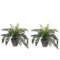 2x Groene Cycaspalm kunstplanten 37 cm in pot