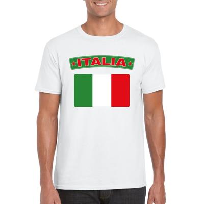 Italie supporters t-shirt - met vlag print - wit - voor heren - landen - kleding Italie supporters t-shirt - met vlag print - wit - voor heren - landen - kleding