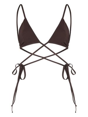 Christopher Esber haut de bikini à détail de laçage - Marron