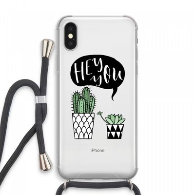 Hey you cactus: iPhone XS Max Transparant Hoesje met koord