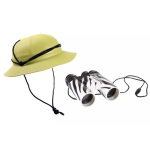 Kinder verkleedkleding set safari - 1x tropenhelm en 1x verrekijker