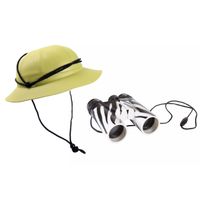 Kinder verkleedkleding set safari - 1x tropenhelm en 1x verrekijker