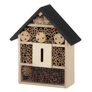 Esschert design insectenhotel - hout - zwart/naturel - 24.5 x 9.5 x 29 cm - bijenhotel/Insectenhuis