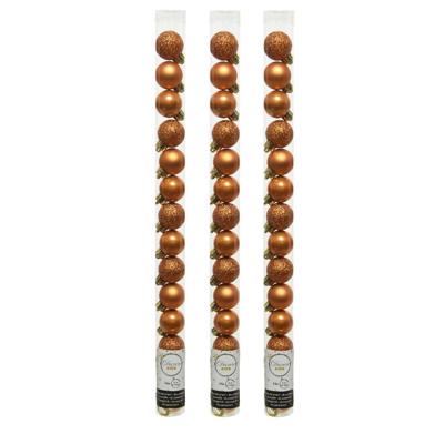 Mini kerstballen - 42x st - cognac bruin - D3 cm - kunststof - kerstversiering