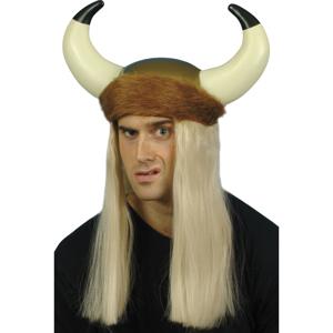 Viking verkleed helm - met blond haar - kunststof - volwassenen